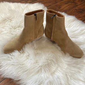 WOMAN by COMMON PROJECTS Tan Leather Booties Sz.35 Made in Italy EUC